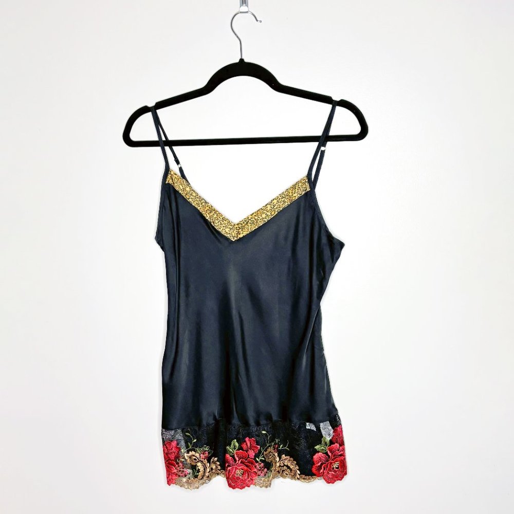 lace & cheetah black camisole - mob wife aesthetic